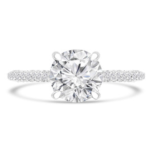 Round Diamond Claw Prong Solitaire with Accents Engagement Ring in White Gold (MD220231)