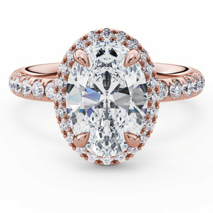 Oval Diamond Oval Halo Engagement Ring in Rose Gold Accented Basket (MVSLG1600-R)