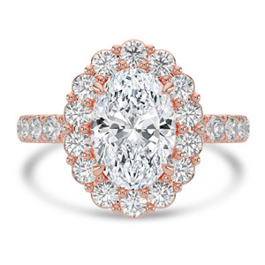Oval Diamond 4-Prong Open Bridge Halo Engagement Ring in Rose Gold (MVSLG1579-R)