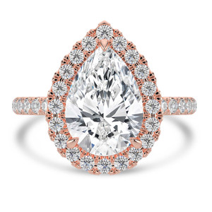 Pear Diamond 3-Prong Open Bridge Halo Engagement Ring in Rose Gold (MVSLG1575-R)
