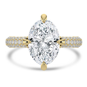 Oval Diamond 4-Prong Compass Set 3-Row Pave Cathedral  Solitaire with Accents Engagement Ring in Yellow Gold with Hidden Halo and Accents (MVSLG1564-Y) Oval Diamond 4-Prong Compass Set 3-Row Pave Cathedral  Solitaire with Accents Engagement Ring in Yellow Gold with Hidden Halo and Accents (MVSLG1564-Y)