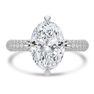 Oval Diamond 4-Prong Compass Set 3-Row Pave Cathedral  Solitaire with Accents Engagement Ring in White Gold with Hidden Halo and Accents (MVSLG1564-W) Oval Diamond 4-Prong Compass Set 3-Row Pave Cathedral  Solitaire with Accents Engagement Ring in White Gold with Hidden Halo and Accents (MVSLG1564-W)