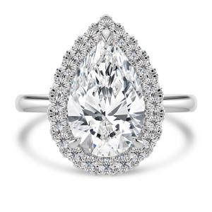 Pear Diamond 3-Prong Open Bridge Halo Engagement Ring in White Gold (MVSLG1558-W)