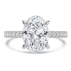 Oval Diamond 4-Prong 3-Row Pave Cathedral Halo Engagement Ring in White Gold with Hidden Halo (MVSLG1550-W)