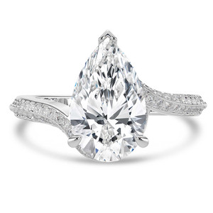 Pear Diamond 3-Prong Bypass Solitaire with Accents Engagement Ring in White Gold (MVSLG1548-W)