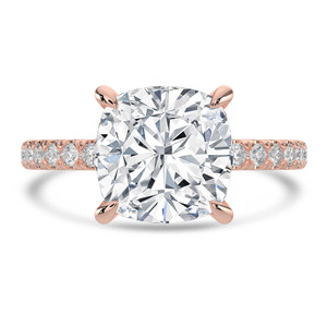 Cushion Diamond 4-Prong Solitaire with Accents Engagement Ring in Rose Gold with Hidden Accents (MVSLG1547-R)