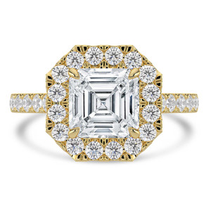 Radiant Diamond 4-Prong Cathedral Halo Engagement Ring in Yellow Gold (MVSLG1534-Y)