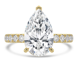Pear Diamond 3-Prong Solitaire with Accents Engagement Ring in Yellow Gold (MVSLG1533-Y)