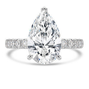 Pear Diamond 3-Prong Solitaire with Accents Engagement Ring in White Gold (MVSLG1533-W)