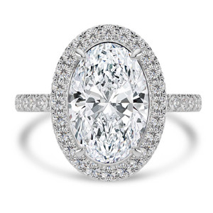 Oval Diamond 4-Prong Halo Engagement Ring in White Gold with Hidden Accents (MVSLG1523-W)