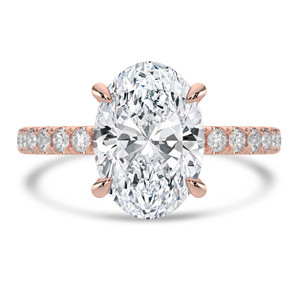 Oval Diamond 4-Prong  Solitaire with Accents Engagement Ring in Rose Gold with Hidden Halo (MVSLG1519-R)