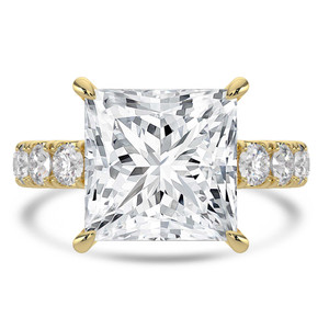 Princess Diamond 4-Prong Solitaire with Accents Engagement Ring in Yellow Gold (MVSLG1512-Y) Princess Diamond 4-Prong Solitaire with Accents Engagement Ring in Yellow Gold (MVSLG1512-Y)