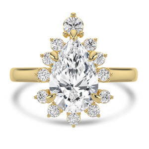 Pear Diamond 5-Prong Cathedral Floral Halo Engagement Ring in Yellow Gold (MVSLG1511-Y)