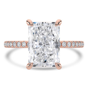Radiant Diamond Bezel Set Open Bridge Solitaire with Accents Engagement Ring in Rose Gold (MVSLG1503-R)
