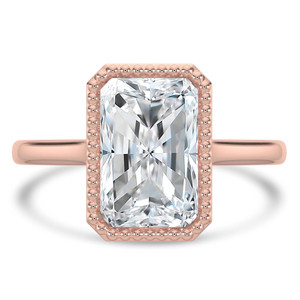 Radiant Diamond Vintage Bezel Set Open Bridge Solitaire Engagement Ring in Rose Gold (MVSLG1488-R)