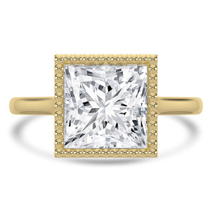 Princess Diamond Vintage Bezel Set Open Bridge Solitaire Engagement Ring in Yellow Gold (MVSLG1487-Y) Princess Diamond Vintage Bezel Set Open Bridge Solitaire Engagement Ring in Yellow Gold (MVSLG1487-Y)