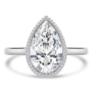 Pear Diamond Vintage Bezel Set Open Bridge Solitaire Engagement Ring in White Gold (MVSLG1486-W)