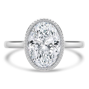 Oval Diamond Vintage Bezel Set Open Bridge Solitaire Engagement Ring in White Gold (MVSLG1485-W)
