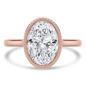 Oval Diamond Vintage Bezel Set Open Bridge Solitaire Engagement Ring in Rose Gold (MVSLG1485-R)