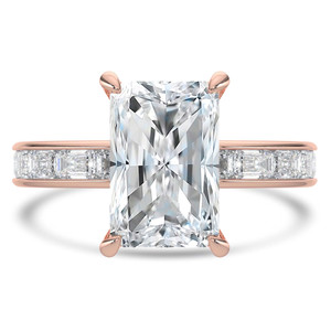 Radiant Diamond Hidden Halo Solitaire with Accents Engagement Ring in Rose Gold with Channel Set Emerald Accents (MVSLG1478-R) Radiant Diamond Hidden Halo Solitaire with Accents Engagement Ring in Rose Gold with Channel Set Emerald Accents (MVSLG1478-R)