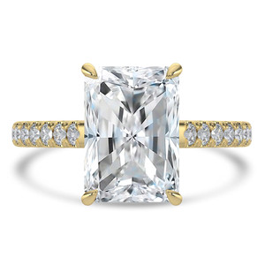 Radiant Diamond Cathedral Open Bridge Solitaire with Accents Engagement Ring in Yellow Gold (MVSLG1474-Y)