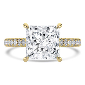 Princess Diamond Cathedral Open Bridge Solitaire with Accents Engagement Ring in Yellow Gold (MVSLG1473-Y)