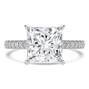 Princess Diamond Cathedral Open Bridge Solitaire with Accents Engagement Ring in White Gold (MVSLG1473-W)
