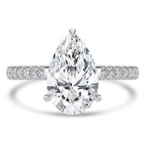 Pear Diamond Cathedral Open Bridge Solitaire with Accents Engagement Ring in White Gold (MVSLG1472-W)
