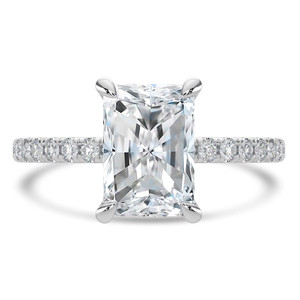 Radiant Diamond Hidden Halo Solitaire with Accents Engagement Ring in White Gold (MVSLG1466-W)