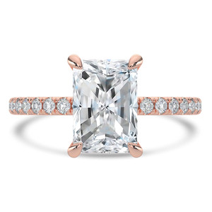 Radiant Diamond Hidden Halo Solitaire with Accents Engagement Ring in Rose Gold (MVSLG1466-R)