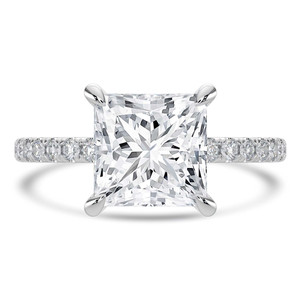 Princess Diamond Hidden Halo Solitaire with Accents Engagement Ring in White Gold (MVSLG1465-W) Princess Diamond Hidden Halo Solitaire with Accents Engagement Ring in White Gold (MVSLG1465-W)