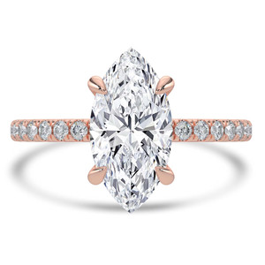 Marquise Diamond Hidden Halo Solitaire with Accents Engagement Ring in Rose Gold (MVSLG1462-R)