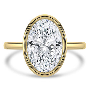 Oval Diamond Bezel Set Solitaire Engagement Ring in Yellow Gold (MVSLG1456-Y)