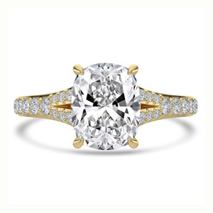 Cushion Diamond Cathedral Split Shank Solitaire with Accents Engagement Ring in Yellow Gold (MVSLG1448-Y) Cushion Diamond Cathedral Split Shank Solitaire with Accents Engagement Ring in Yellow Gold (MVSLG1448-Y)