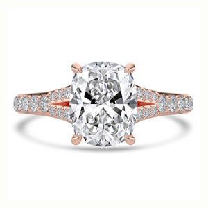 Cushion Diamond Cathedral Split Shank Solitaire with Accents Engagement Ring in Rose Gold (MVSLG1448-R) Cushion Diamond Cathedral Split Shank Solitaire with Accents Engagement Ring in Rose Gold (MVSLG1448-R)