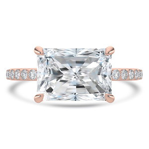 Radiant Diamond Horizontally Set Solitaire with Accents Engagement Ring in Rose Gold (MVSLG1440-R)