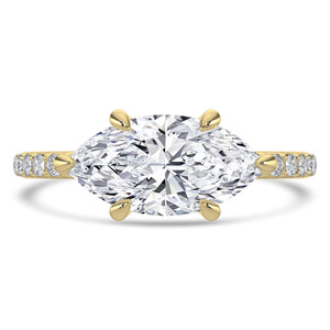 Marquise Diamond Horizontally Set Solitaire with Accents Engagement Ring in Yellow Gold (MVSLG1437-Y)