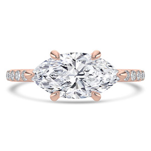 Marquise Diamond Horizontally Set Solitaire with Accents Engagement Ring in Rose Gold (MVSLG1437-R)