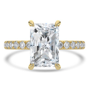 Radiant Diamond Hidden Halo Open Bridge Solitaire with Accents Engagement Ring in Yellow Gold (MVSLG1436-Y)