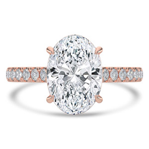 Oval Diamond Cathedral Open Bridge Solitaire with Accents Engagement Ring in Rose Gold (MVSLG1435-R)