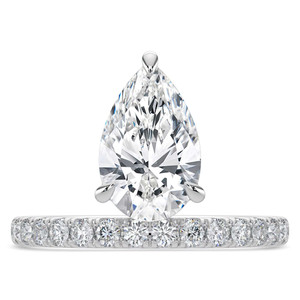 Pear Diamond Offset Center Stone Solitaire with Accents Engagement Ring in White Gold (MVSLG1432-W) Pear Diamond Offset Center Stone Solitaire with Accents Engagement Ring in White Gold (MVSLG1432-W)