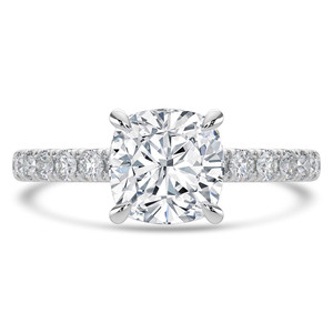 Cushion Diamond Offset Center Stone Solitaire with Accents Engagement Ring in White Gold (MVSLG1431-W) Cushion Diamond Offset Center Stone Solitaire with Accents Engagement Ring in White Gold (MVSLG1431-W)