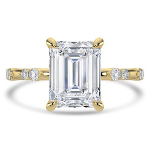 Emerald Diamond Solitaire with Accents Engagement Ring in Yellow Gold (MVSLG1428-Y)