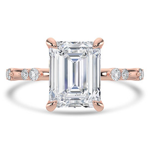 Emerald Diamond Solitaire with Accents Engagement Ring in Rose Gold (MVSLG1428-R)