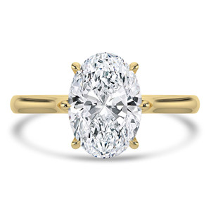 Oval Diamond Cathedral Tapered Solitaire Engagement Ring in Yellow Gold (MVSLG1424-Y)