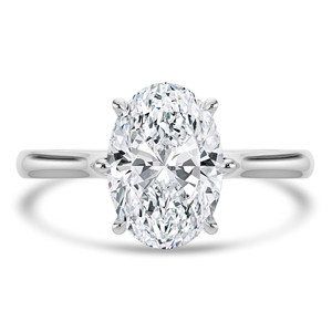 Oval Diamond Cathedral Tapered Solitaire Engagement Ring in White Gold (MVSLG1424-W)