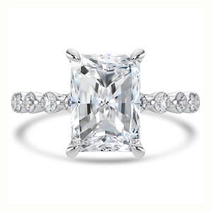 Radiant Diamond Hidden Halo Solitaire with Accents Engagement Ring in White Gold (MVSLG1422-W)