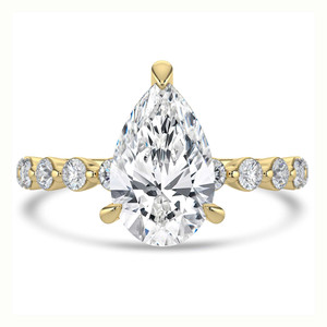 Pear Diamond Hidden Halo Solitaire with Accents Engagement Ring in Yellow Gold (MVSLG1420-Y)