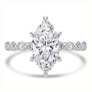Marquise Diamond Hidden Halo Solitaire with Accents Engagement Ring in White Gold (MVSLG1418-W)