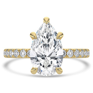 Pear Diamond Hidden Halo Open Bridge Solitaire with Accents Engagement Ring in Yellow Gold (MVSLG1411-Y)